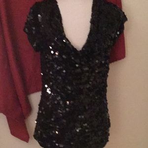INC International Conc. Woman’s  Black Sequin Top